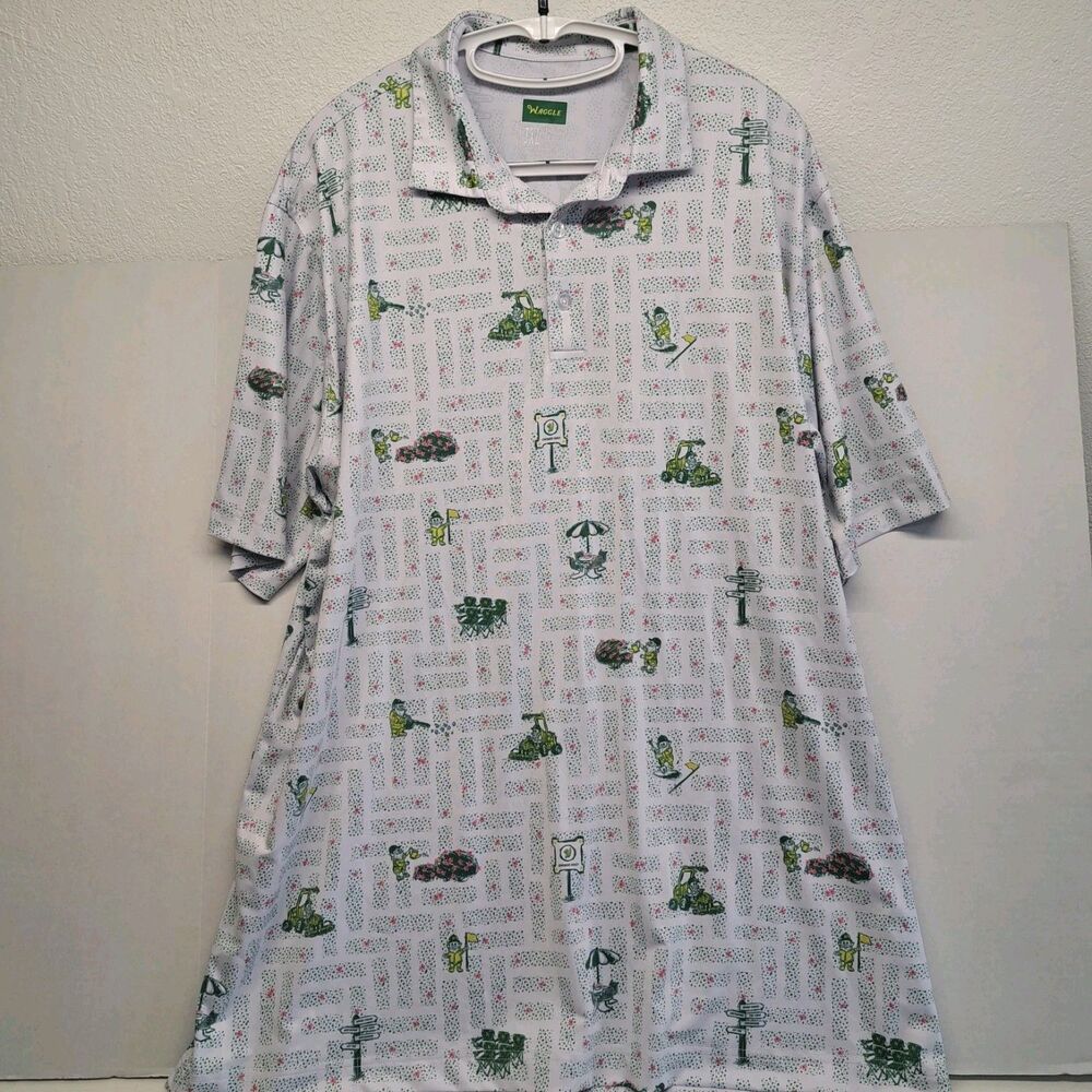 Waggle Shirt Men's 3XL Golf Polo Garden Gnomes Print Stretch Performance